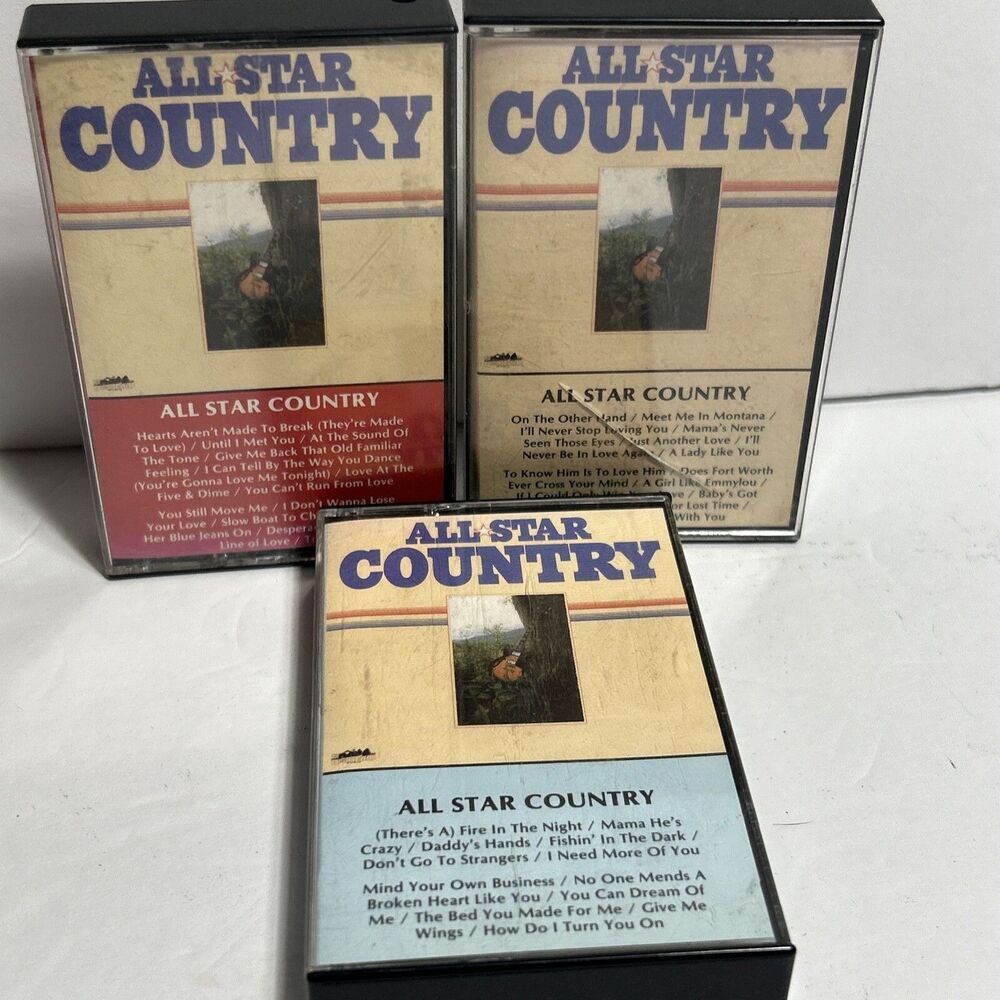 Set of 3 All Star Country Heartland Music Cassette Tapes